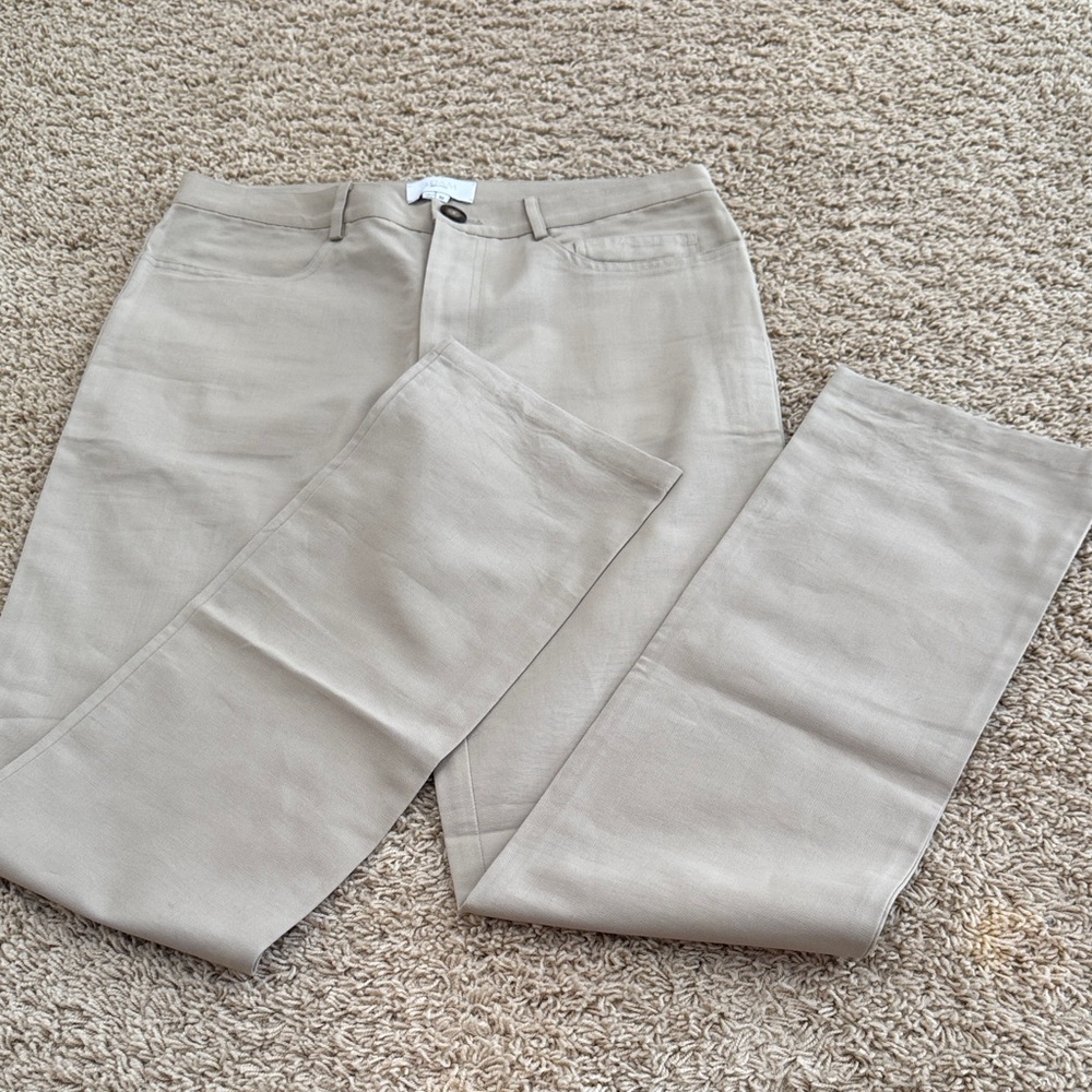 Adam Lippes Flat Front, Straight Leg Khaki 100% Cotton Pants Chinos, sz 32
